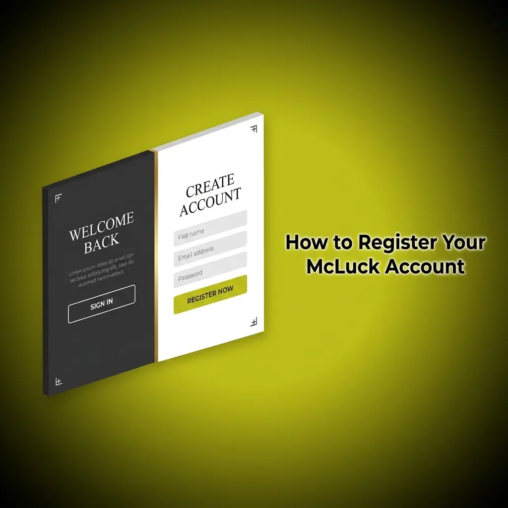 McLuck account registration steps showing sign-up form with welcome bonus of GC 7,500 and FREE SC 2.5
