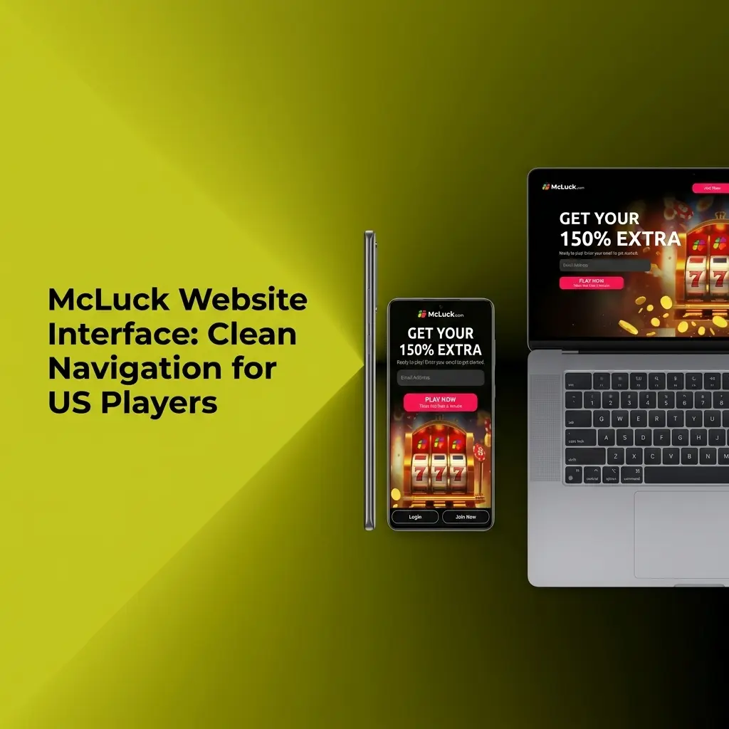 McLuck website interface showing top navigation bar with Casino, Live Casino, Sports, and Promotions sections for US players