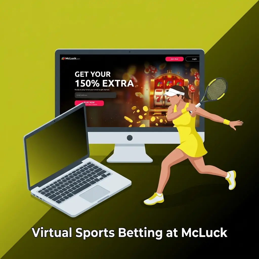 Virtual sports betting at McLuck featuring soccer, horse racing, basketball, and greyhound racing with RNG-determined outcomes